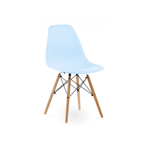 Eames DSW Light Blue 1950s Dowel Side Dining Chair - Modern Kitchen and Dining Room Chair