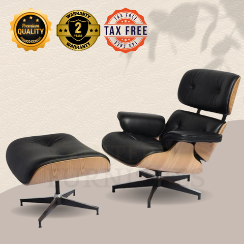 Iconic Design Charles Eames Lounge Chair & Ottoman – Ash Wood  Black