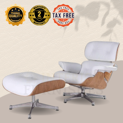 Premium Eames Lounge Chair Reproduction – Ash Wood  White