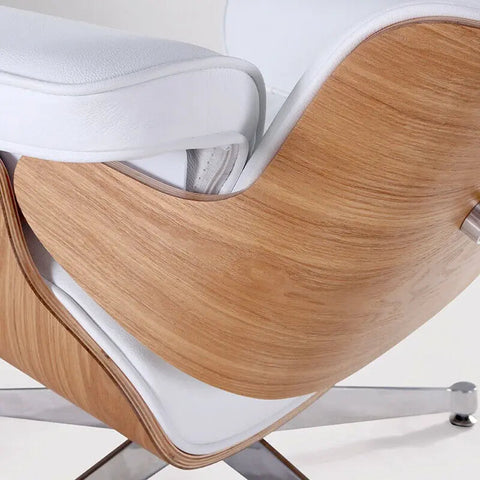Premium Eames Lounge Chair Reproduction – Ash Wood  White Interior Furnishes