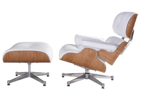 Premium Eames Lounge Chair Reproduction – Ash Wood  White Interior Furnishes