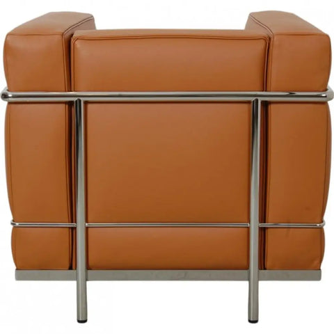 LC2 Style Armchair in Black Leather – 1 Seater Modernist Lounge Chair Inspired Design