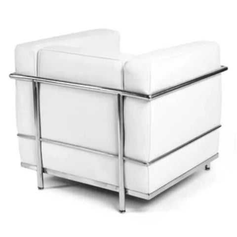 LC2 Style Armchair in Black Leather – 1 Seater Modernist Lounge Chair Inspired Design