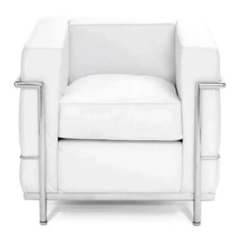 LC2 Style Armchair in Black Leather – 1 Seater Modernist Lounge Chair Inspired Design