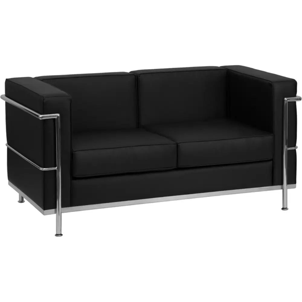 LC2 Style 2 Seater Sofa - Modern Black Leather Sofa Inspired Design