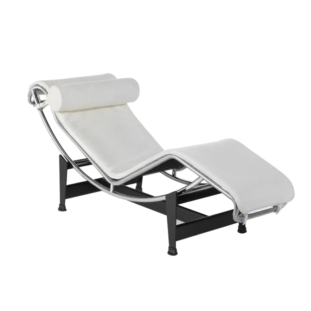 LC4 Style Chaise Longue in White Leather – Mid-Century Inspired Modern Designer Chair