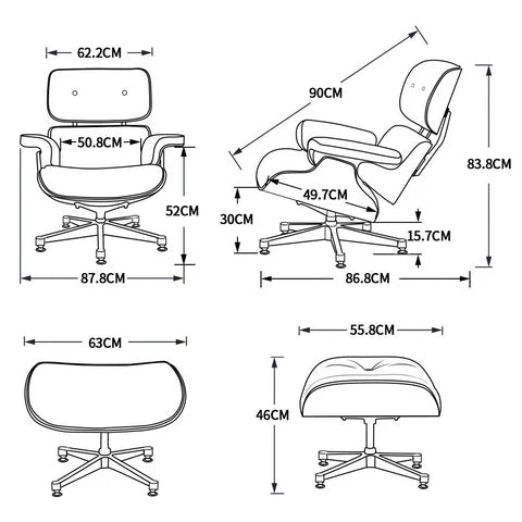 Eames Inspired Lounge Chair - Walnut Veneer & Dark Brown Leather | Classic Design for Your Home