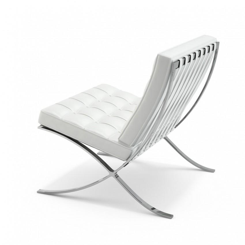 Mies Barcelona Pavilion Chair - Premium Italian Leather | Cream Interior Furnishes